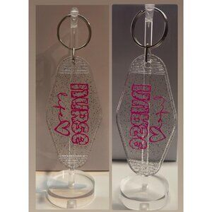 NURSE LIFE Multicolor Glitter Clear Retro Motel Gift Keychain